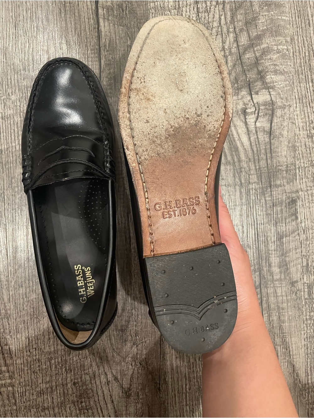 GH Bass Whitney Weejun Classic Black Leather Penny Loafers - Picture 6 of 7